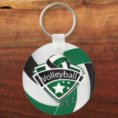 Volleybal - Monogram - Groen, Wit & Zwart Sleutelhanger (Voorkant)