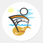 Volleybal Net & Bal Ronde Sticker (Voorkant)