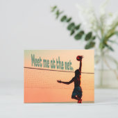 Volleybal ontmoet me op het net briefkaart (Staand voorkant)