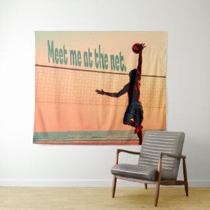 Volleybal ontmoet me op het net wandkleed