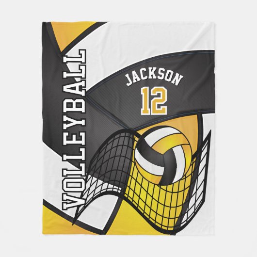 Volleybal 🏐 ontwerp - Geel, Wit, Zwart Fleece Deken (Voorkant)