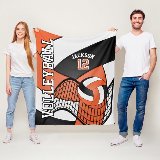 Volleybal 🏐 ontwerp - Oranje, wit, zwart Fleece Deken (In situ)
