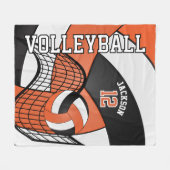 Volleybal 🏐 ontwerp - Oranje, wit, zwart Fleece Deken (Voorkant (Horizontaal))