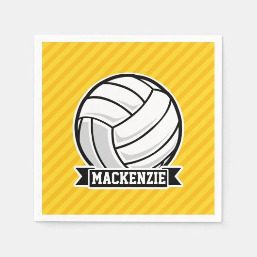 Volleybal op gele strepen servet (Voorkant)