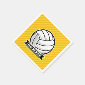 Volleybal op gele strepen servet (Hoek)