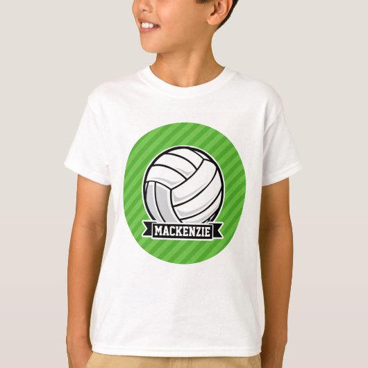 Volleybal op groene strepen t-shirt (Voorkant)
