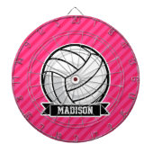 Volleybal op Neon Pink Stripes Dartbord (Voorkant)