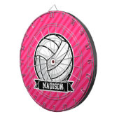 Volleybal op Neon Pink Stripes Dartbord (Voorkant Rechts)