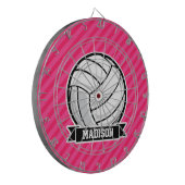 Volleybal op Neon Pink Stripes Dartbord (Voorkant Links)