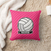 Volleybal op Neon Pink Stripes Kussen (Deken)