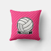 Volleybal op Neon Pink Stripes Kussen (Achterkant)