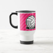 Volleybal op Neon Pink Stripes Reisbeker (Links)