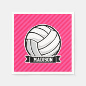 Volleybal op Neon Pink Stripes Servetten (Voorkant)