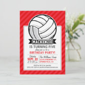 Volleybal op rode diagonale strepen kaart (Staand voorkant)