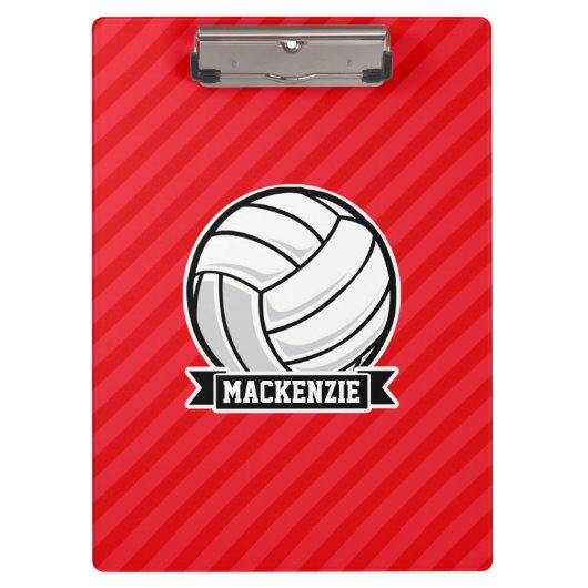 Volleybal op rode diagonale strepen klembord (Voorkant)