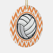 Volleybal; Oranje en witte Chevron Keramisch Ornament (Rechts)