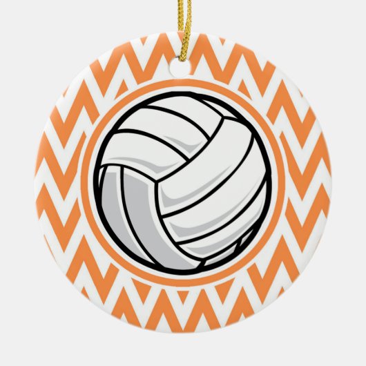 Volleybal; Oranje en witte Chevron Keramisch Ornament (Voorkant)