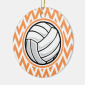 Volleybal; Oranje en witte Chevron Keramisch Ornament (Links)