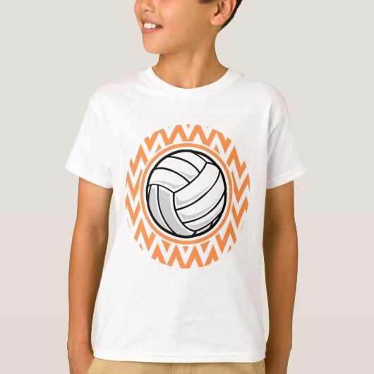 Volleybal; Oranje en witte Chevron T-shirt (Voorkant)
