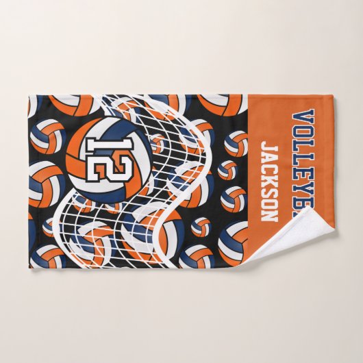 Volleybal - Oranje, wit en marineblauw Handdoek (Handdoek)