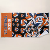 Volleybal - Oranje, wit en marineblauw Strandlaken (Voorkant)