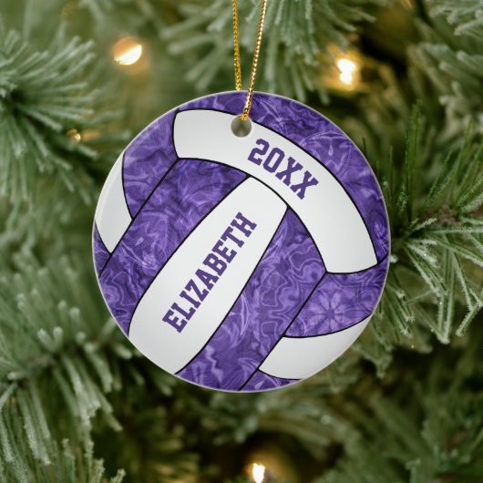 volleybal paarse witte gepersonaliseerde meisjes keramisch ornament (Boom)