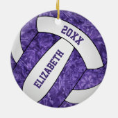 volleybal paarse witte gepersonaliseerde meisjes keramisch ornament (Achterkant)