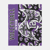 Volleybal - Paarse, zwarte en witte fleece blanco Deken (Voorkant)
