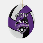 Volleybal personaliseren in Paars, wit en zwart Keramisch Ornament (Rechts)