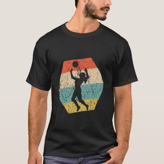 Volleybal Retro Vervuild Zeshoek Serveren T-shirt (Voorkant)