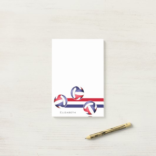 Volleybal rood wit blauw post-it® notes (Op bureau)