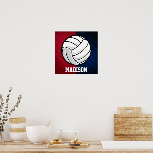 Volleybal; Rood, Wit, en Blauw Poster (Keuken)