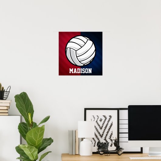 Volleybal; Rood, Wit, en Blauw Poster (Thuiskantoor)