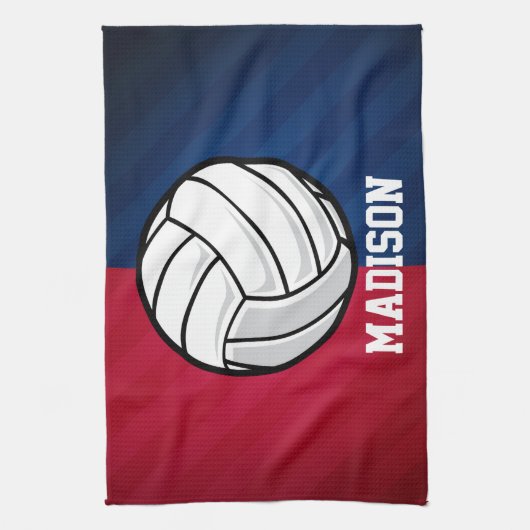 Volleybal; Rood, Wit, en Blauw Theedoek (Verticaal)