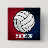 Volleybal; Rood, Wit, en Blauw Vierkante Button 5,1 Cm (Voorkant)