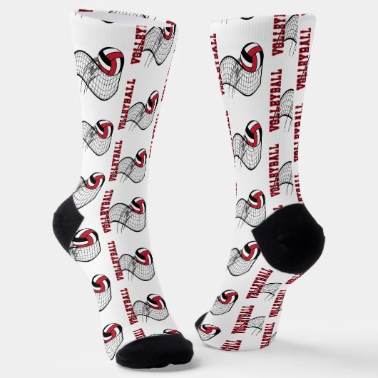 Volleybal - Rood, Zwart, Wit Sokken (Gebogen)