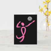 Volleybal roze lint borstkankerbewustzijnspo kaart (Gele Bloem)