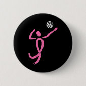 Volleybal roze lint borstkankerbewustzijnspo ronde button 5,7 cm (Voorkant)