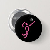 Volleybal roze lint borstkankerbewustzijnspo ronde button 5,7 cm (Voorkant /achterkant)
