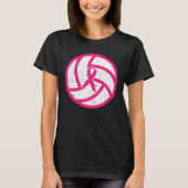 Volleybal roze lintje borstkankerbewustzijnsbesef t-shirt (Voorkant)
