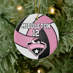 Volleybal 🏐 roze, wit en zwart keramisch ornament