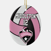 Volleybal 🏐 roze, wit en zwart keramisch ornament (Rechts)
