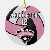 Volleybal 🏐 roze, wit en zwart keramisch ornament (Voorkant)