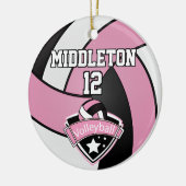 Volleybal 🏐 roze, wit en zwart keramisch ornament (Links)