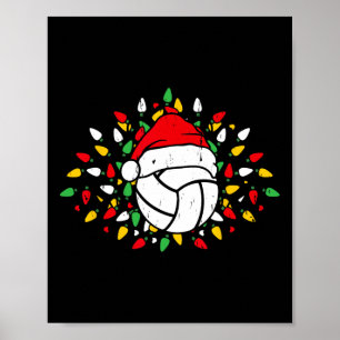 Volleybal Santa Hat Xmas Sportliefhebbers Cadeau Poster
