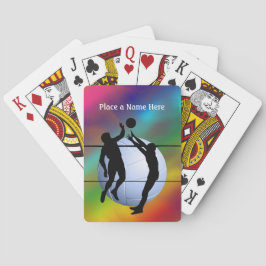 Volleybal silhouet Spelers en Bal personaliseren Pokerkaarten
