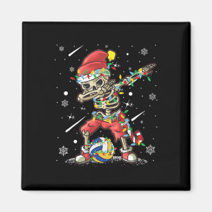 Volleybal Skelet Kerstman Hat Volleybal Magneet