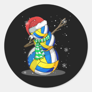Volleybal Sneeuwman Dabbing Grappige Kerstcadeau P Ronde Sticker