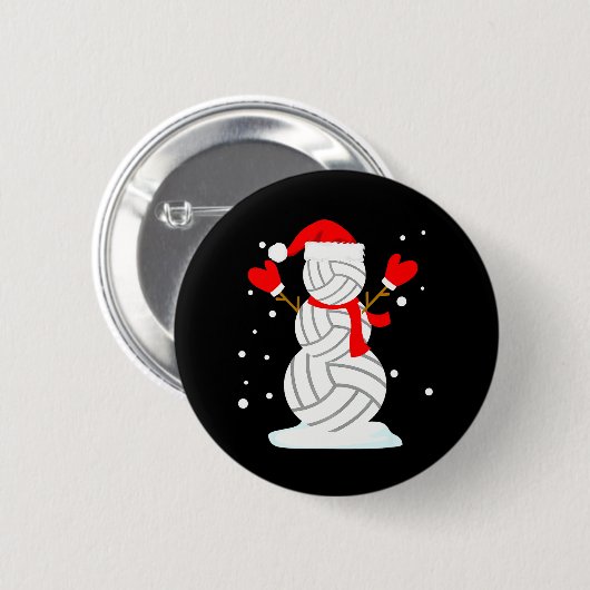 Volleybal Sneeuwman Grappige Kerstdagen Ronde Button 5,7 Cm (Voorkant /achterkant)