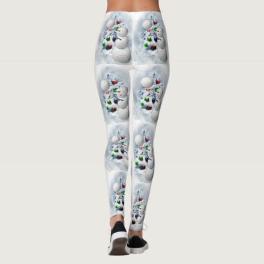 Volleybal Sneeuwman Kerst Leggings (Achterkant)